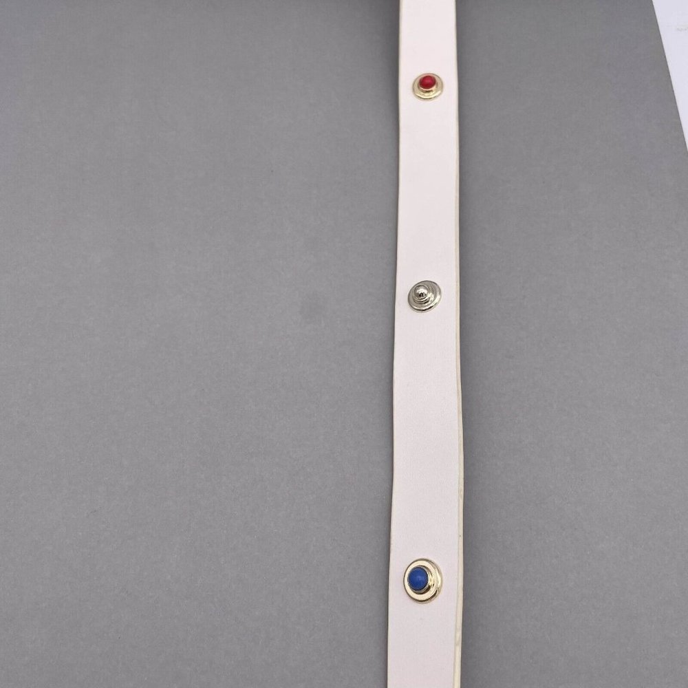 Kate Spade New York Women's Genuine Leather Bow Belt Medium Off White - Picture 7 of 8